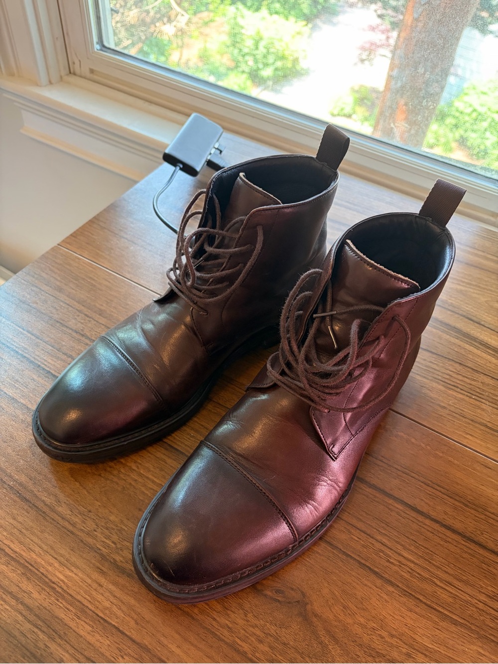 Taft Men's Burgundy Leather Lace-Up Ankle Boots